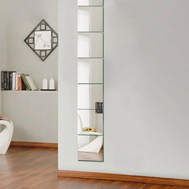Set Oglinzi Design Patrat Silver - Oglinzi Decorative Acrilice Cristal - Diamant - Luxury Home 9 bucati/set