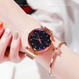 Ceas de dama Magnet Starry Sky Quartz Wristwatch Gold