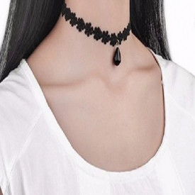 Choker Mystyle Fashion Black Gothic Flower - Colier elegant pentru gat