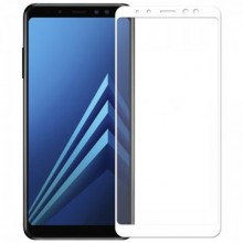 Folie de sticla pentru Samsung Galaxy A8 2018 cu margini colorate Alb
