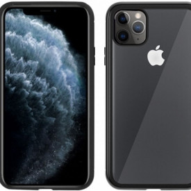 Husa Apple iPhone 11 PRO MAX Negru, Perfect Fit cu spate de sticla securizata premium