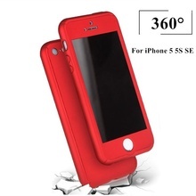 Husa Apple iPhone 5/5S/SE, FullBody Red, acoperire completa 360 grade cu folie de sticla gratis