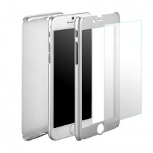Husa Apple iPhone 6 Plus/6S Plus, FullBody Elegance Luxury Silver, acoperire completa 360 grade cu folie de sticla gratis