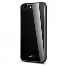 Husa Apple iPhone X,Elegance Luxury Back Glass, husa cu sticla securizata pe spate de culoare neagra