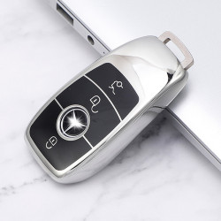 Husa de protectie premium pentru cheie auto Mercedes Benz, Elegance Luxury Cover Key, Silver