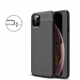 Husa pentru Apple iPhone 11, Perfect Fit Black cu insertii de piele