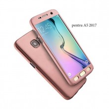 Husa Samsung Galaxy A5 2017, FullBody Elegance Luxury Rose-Gold, acoperire completa 360 grade cu folie de sticla gratis