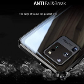 Husa Samsung Galaxy S20 Plus , Magnetica 360 Negru, Perfect Fit cu spate de sticla securizata premium + folie de sticla pentru ecran