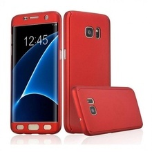 Husa Samsung Galaxy S6 Edge, FullBody Elegance Luxury Red, acoperire completa 360 grade cu folie de protectie gratis