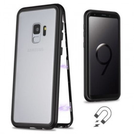 Husa Samsung Galaxy S9 Plus Magnetica 360 grade Black, Perfect Fit cu spate de sticla securizata premium + folie de sticla pentru ecran