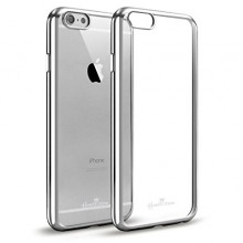 Pachet husa Elegance Luxury placata Silver pentru Apple iPhone 6 Plus / Apple iPhone 6S Plus cu folie de protectie gratis