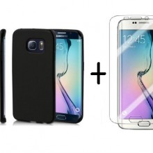 Pachet husa Elegance Luxury slim antisoc Black pentru Samsung Galaxy S6 Edge cu folie de protectie gratis