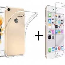 Pachet husa Elegance Luxury slim TPU transparenta pentru Apple iPhone 7 cu folie de sticla gratis