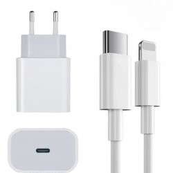 Set Incarcator Fast Charge APPLE 20W Pentru IPhone X/11/12/13/14 Pro/Pro Max +Cablu De Date Fast Charge Type-C-Lightning