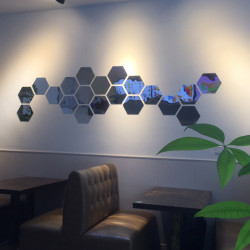 Oglinda Design Hexagon Silver - Oglinzi Decorative Acrilice Cristal - Diamant - Luxury Home - Diagonala 12-14cm - 1 bucata