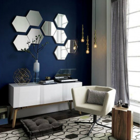 Set Oglinzi Design Hexagon - Oglinzi Decorative Acrilice Cristal - Diamant - Luxury Home - Diagonala 18 cm - Set 10 buc