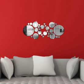 Set Oglinzi Design 3D SILVER ROUND MyStyle® - Oglinzi Decorative Acrilice Luxury Home 26 buc/set