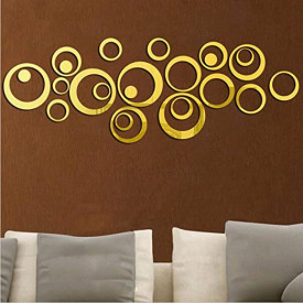 Set Oglinzi din PVC Design Modern - Oglinzi Decorative Acrilice Gold - Luxury Home 24 bucati/set