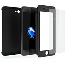 Husa Apple iPhone 7, FullBody Elegance Luxury Black, acoperire completa 360 grade cu folie de sticla gratis