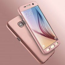 Husa Samsung Galaxy A5 2017, FullBody Elegance Luxury Rose-Gold, acoperire completa 360 grade cu folie de sticla gratis