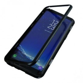 Husa Samsung Galaxy S8 Plus Magnetica 360 grade Black, Perfect Fit cu spate de sticla securizata premium + folie de protectie gratis