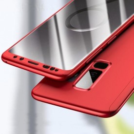 Husa Samsung Galaxy S9 Plus, FullBody Elegance Luxury Rosu, acoperire completa 360 grade cu folie de protectie gratis