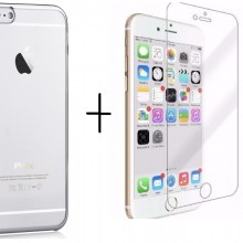 Pachet husa Elegance Luxury placata Silver pentru Apple iPhone 6 Plus / Apple iPhone 6S Plus cu folie de protectie gratis
