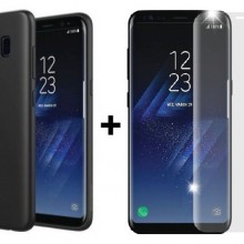 Pachet husa Elegance Luxury Slim Antisoc Black pentru Samsung Galaxy S8 cu folie de sticla Clear gratis !