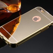 Pachet husa Elegance Luxury Tip Oglinda Gold pentru Apple Iphone 5 / Apple iPhone 5S / Apple iPhone 5SE cu folie de sticla gratis !