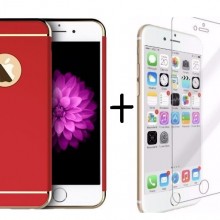 Pachet husa Elegance Luxury Ultrasubtire 3in1 Red pentru Apple iPhone 7 cu folie de sticla gratis