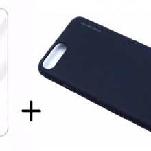 Pachet husa Elegance Luxury X-LEVEL Metalic Black pentru Apple iPhone 7 cu folie de sticla gratis