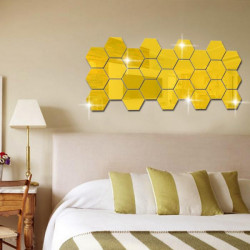 Set Oglinzi Design Hexagon Gold - Oglinzi Decorative Acrilice Cristal - Diamant - Luxury Home 10 bucati/set