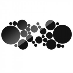 Set Oglinzi Design 3D SILVER ROUND  BLACK - Oglinzi Decorative Acrilice Luxury Home 26 buc/set
