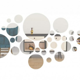 Set Oglinzi Design 3D SILVER ROUND MyStyle® - Oglinzi Decorative Acrilice Luxury Home 26 buc/set