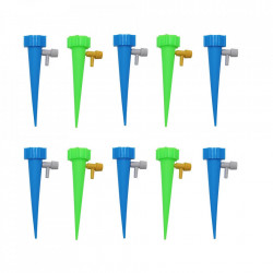 Kit de irigare a plantelor irigator cu supapa de picurare Fabricat din plastic, sigur si ecologic.  Picuratorul poate controla debitul in functie de necesitatile plantei. Ofera cantitati diferite de apa pentru diferite plante si flori.  Setul este perfect