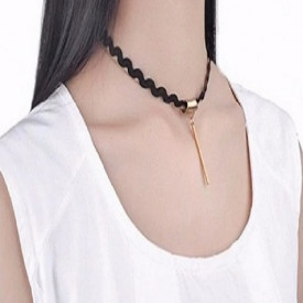 Choker Mystyle Fashion Black Duble - Colier elegant pentru gat - Black Delux