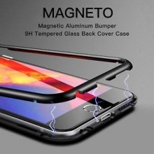 Husa Apple iPhone 7 PLUS Magnetica 360 grade Negru, Perfect FIt cu spate de sticla securizata premium