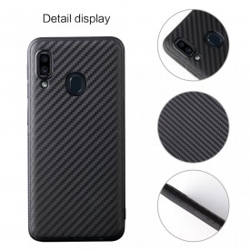 Husa pentru Samsung Galaxy A40, Perfect Fit, cu insertii de carbon, negru