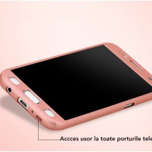 Husa Samsung Galaxy J3 2017, FullBody Elegance Luxury Rose-Gold, acoperire completa 360 grade cu folie de sticla gratis