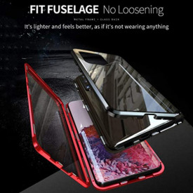 Husa Samsung Galaxy S20 Ultra , Magnetica 360 Negru, Perfect Fit cu spate de sticla securizata premium + folie de sticla pentru ecran