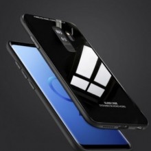 Husa Samsung Galaxy S9,Elegance Luxury Back Glass, husa cu sticla securizata pe spate de culoare neagra
