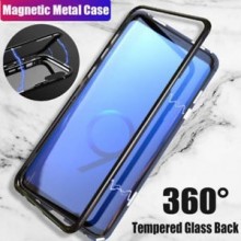 Husa Samsung Galaxy S9 , Magnetica Negru, Perfect Fit cu spate de sticla securizata premium