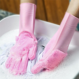 Manusi profesionale din silicon cu perii pentru spalat vasele si pentru protejarea mainilor, reutilizabile, MyStyle® Kitchen