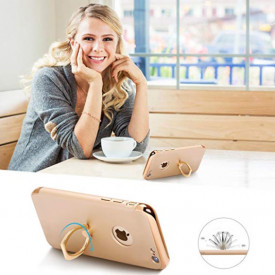 Pachet husa Elegance Luxury 3in1 Ring Gold pentru Apple iPhone 6 Plus / Apple iPhone 6S Plus cu folie de sticla gratis