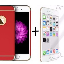 Pachet husa Elegance Luxury 3in1 Ultrasubtire Red pentru Apple iPhone 7 Plus cu folie de sticla gratis