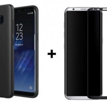 Pachet husa Elegance Luxury Slim Antisoc Black pentru Samsung Galaxy S8 Plus cu folie de sticla Black gratis !