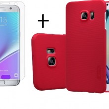 Pachet husa Elegance Luxury X-LEVEL Metalic Red pentru Samsung Galaxy S7 Edge cu folie de protectie gratis