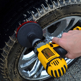 Perie rotunda medie pentru Mocheta & Uz Caznic / Profesional - Detailing Carpet Brush cu Adaptor Bormasina