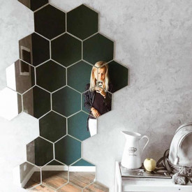 Set Oglinzi Design Hexagon - Oglinzi Decorative Acrilice Silver 29 buc