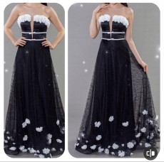 Rochie de seara lunga cu aplicatii florale COD: RS08